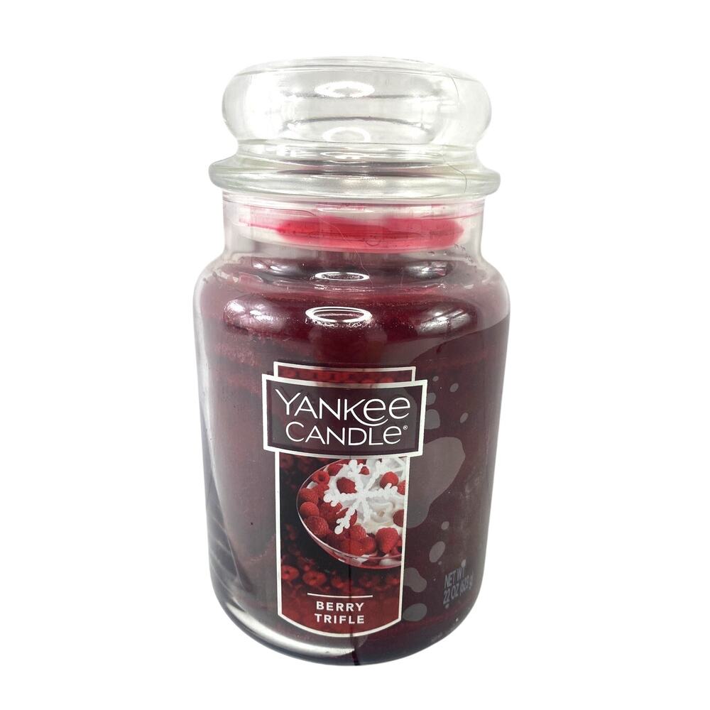 Yankee Candle Berry Trifle 22 Oz Large Single Wick Jar Retired Lit Once READ